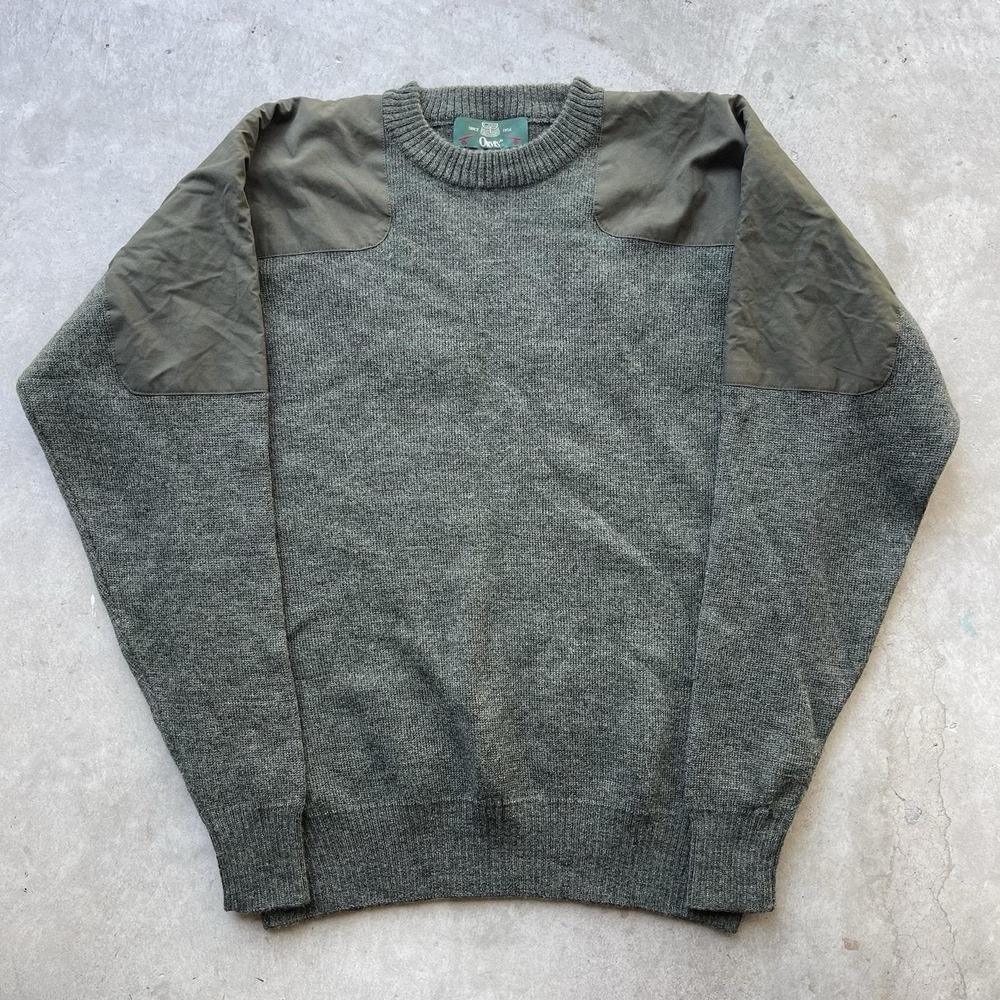 Vintage Orvis Mens L Sweater Shoulder & Elbow Patches Green 100% Pure Wool